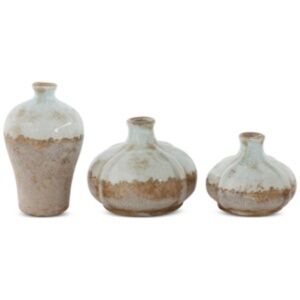 Storied Home 3pc Glazed Terra Cotta Vase Set – Gray – NWT